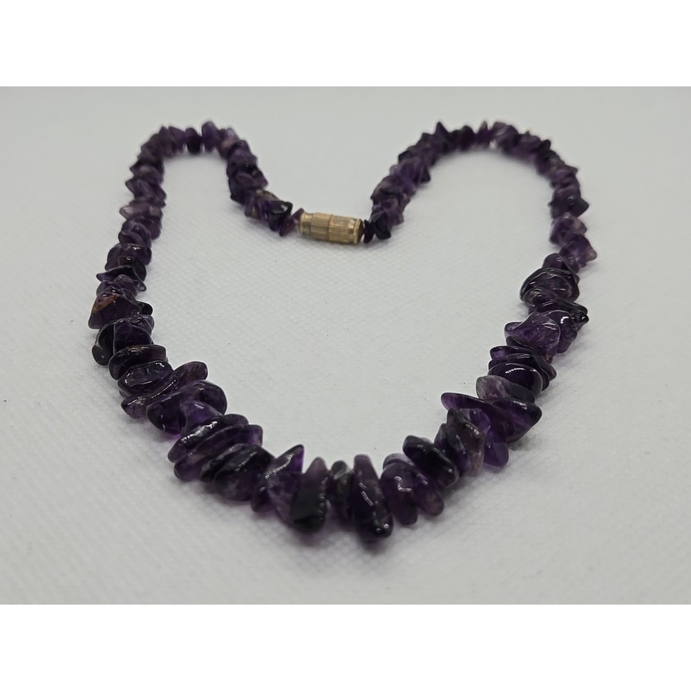 Amethyst Necklace Natural Gemstone‎ Chips Necklace Beaded 16"